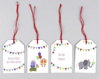 4 Geschenkanhänger, Gift Tags, Kindergeburtstag // Geschenkanhänger - Max