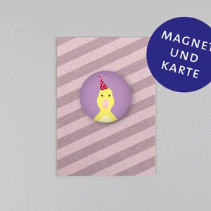 Postkarte, Holzschliffpappe, Magnet, Für dich, Ente // Set Magnet mit Postkarte Für Dich