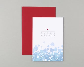 Wedding card, greeting card, heart, greeting card with envelope // folding card Mia