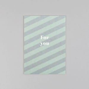 Postkarte, Holzschliffpappe, For You, Streifen // Postkarte Holzschliff Cloe Mint