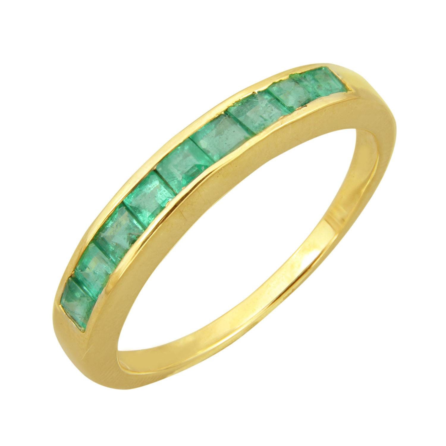 Natural Emerald 14k Solid Gold Channel Set Gemstone | Etsy