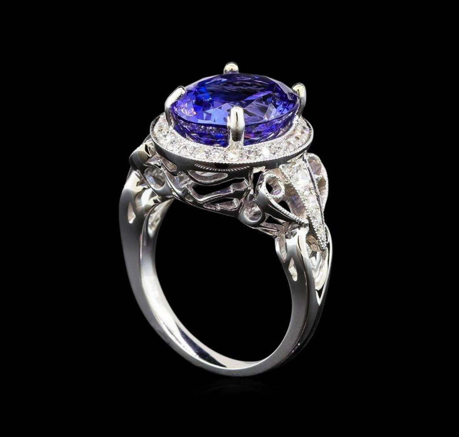 5.36ct Dark Blue Tanzanite & Diamond Ring 14k Solid Gold Etsy