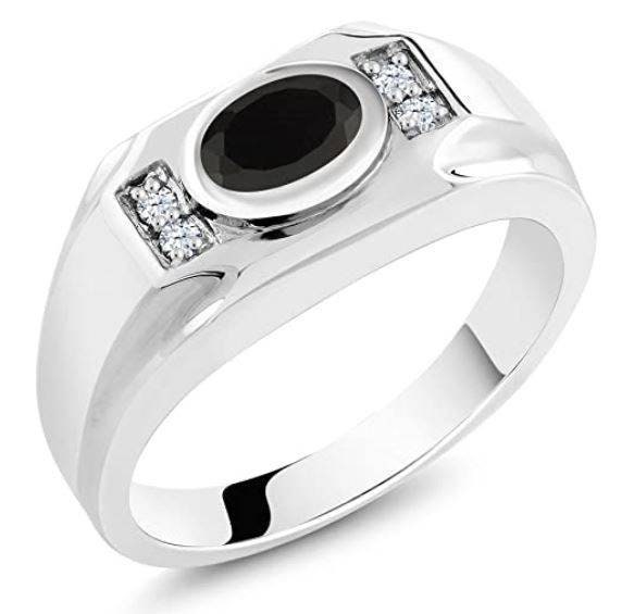 1.23 Ct Natural Black Onyx & Diamond Men's Engagement Ring - Etsy