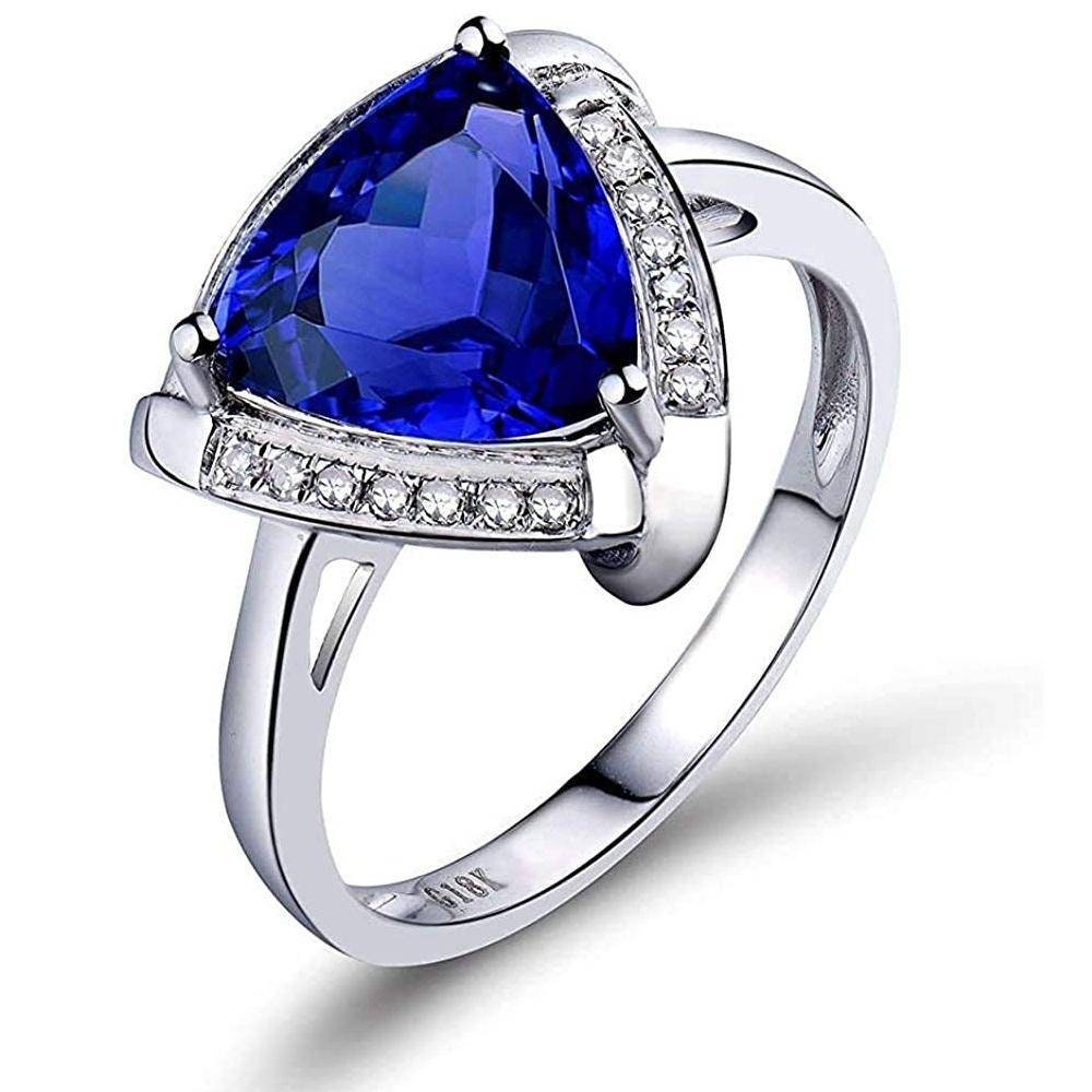 3.38ct Natural Blue Tanzanite Diamond Engagement Ring 14k Etsy