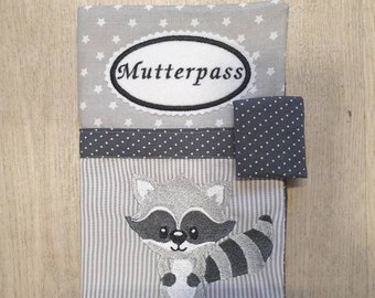 Mother passport cover raccoon, light grey