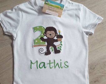 Birthday shirt, T-shirt monkey with muffin and birthday number