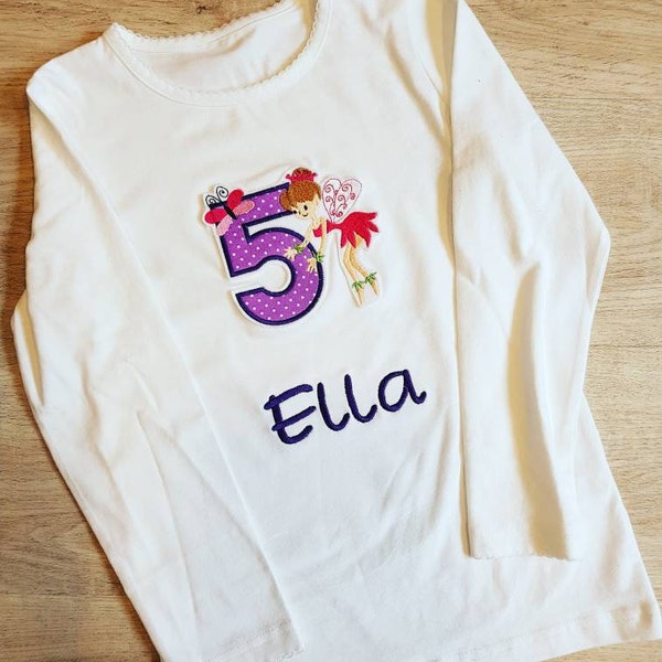 Geburtstagsshirt, Shirt mit Name und Zahl, Fee, Elfe