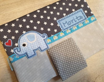 diaper bag, elephant Eli stars grey blue with name