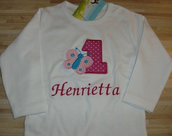 Birthday shirt for girls, butterfly