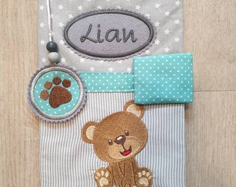 U- Staple sleeve small bear, teddy bear mint grey