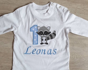 Birthday shirt raccoon with name and birthday number