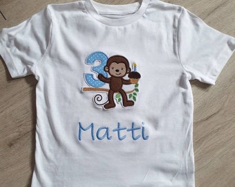 Birthday shirt, T-shirt monkey with muffin and birthday number