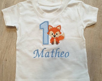 Birthday shirt fox for guys with name and birthday number