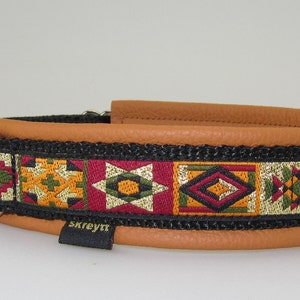Dog collar Indian Summer, cognac or bordeaux