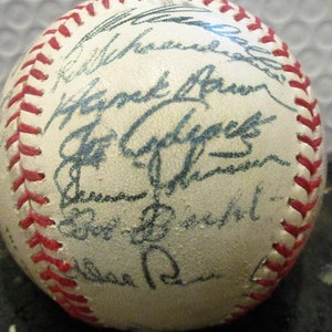 New Design For Summer* 1957 Milwaukee Braves Replica Team Signed Baseball Aaron, Spahn, Matthews + Many More