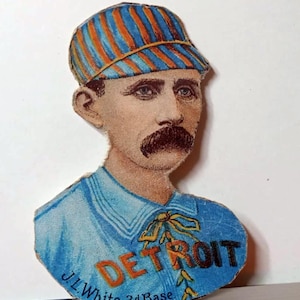 Tarjeta de béisbol de goma de mascar Scrapps de J.L. White de 1887 para rellenar con calcetines