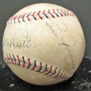 Babe Ruth & Lou Gehrig Replica Autographed 1927 Barnstorming Baseball Fresno, California  NEW FADED VERSION