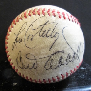 Abbott & Costello Replica Autographed 1930's Baseball w/ Who's On First Inscription