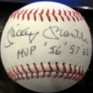 Mickey Mantle Replika 1980er Baseball signiert mit MVP