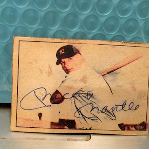 Mickey Mantle 1952 Berk Ross Reproduktion signierte Baseballkarte