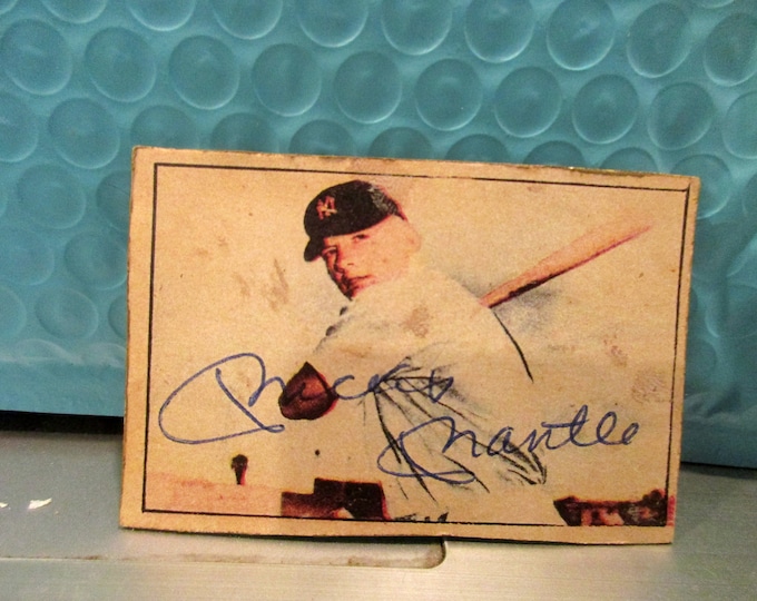 Mickey Mantle 1952 Berk Ross Reproduction Autographed Baseball Card ...