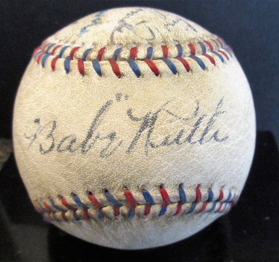 Famed Facsimile Autogaphed Babe Uth 33x42 NY Gey Epint