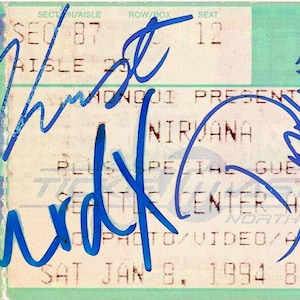 1994 Nirvana Last Concert Reproductio Autogrammed Ticket Stub Kurt Cobain + 2