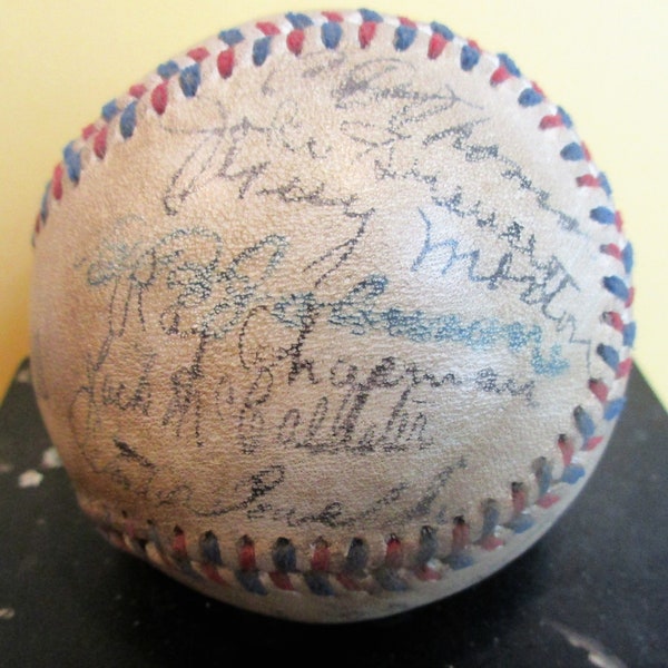 1920 Cleveland Indians Team Signed Replica Baseball w/ Ray Chapman Who Was Killed During 1920 Season After He Was Hit By Pitch