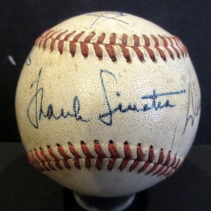 The Rat Pack Replica Autographed Baseball Frank Sinatra, Sammy Davis Jr., Dean Martin, Joey Bishop, Peter Lawford