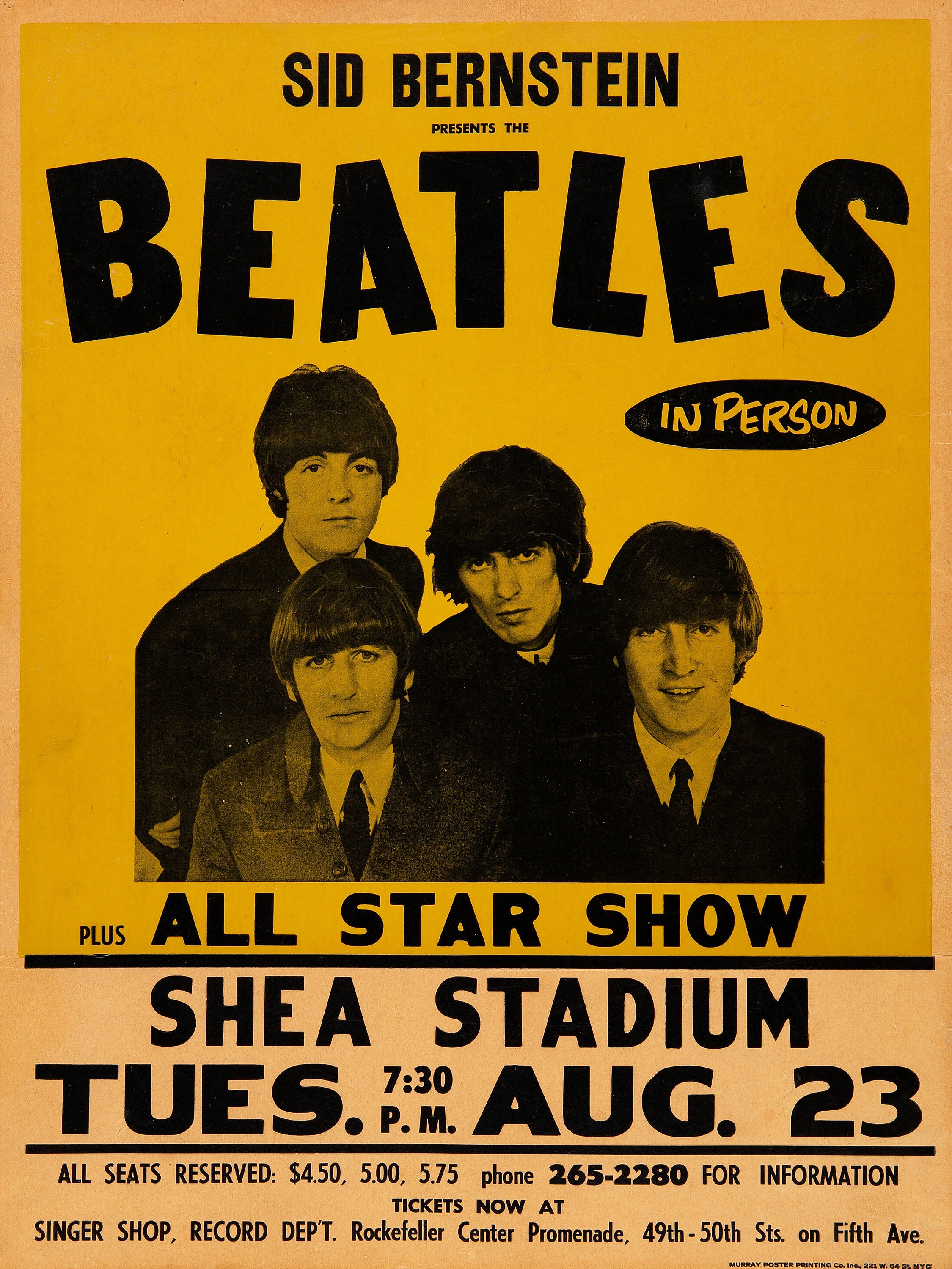 ビートルズポスター Beatles Poster 1964 Washington DC 1st USA Concert Art Print