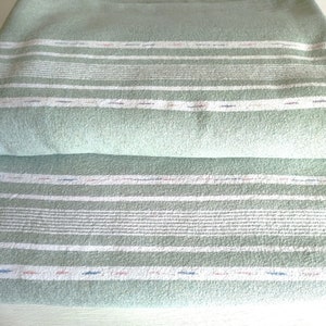 Light green flannel bed sheets with stripes 2 pieces vintage 1970s