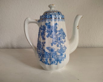 China-Blau Rosslau kleine Mokkakanne Espressokanne Porzellan 1980er Jahre