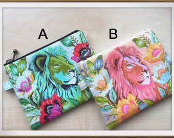 Löwe Kulturbeutel,Löwe täschchen,Kramtäschchen,Mini Geldbeutel,Coin Purse,Lion pouch,Tula Pink,kawaii,Löwe Deutschland