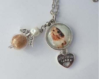 Tierhaarschmuck Kette mit Foto Tierhaar Haustier Pferdehaar Hundehaar Katzenhaar Kaninchen Schmuck Andenken gestorben verstorben Erinnerung