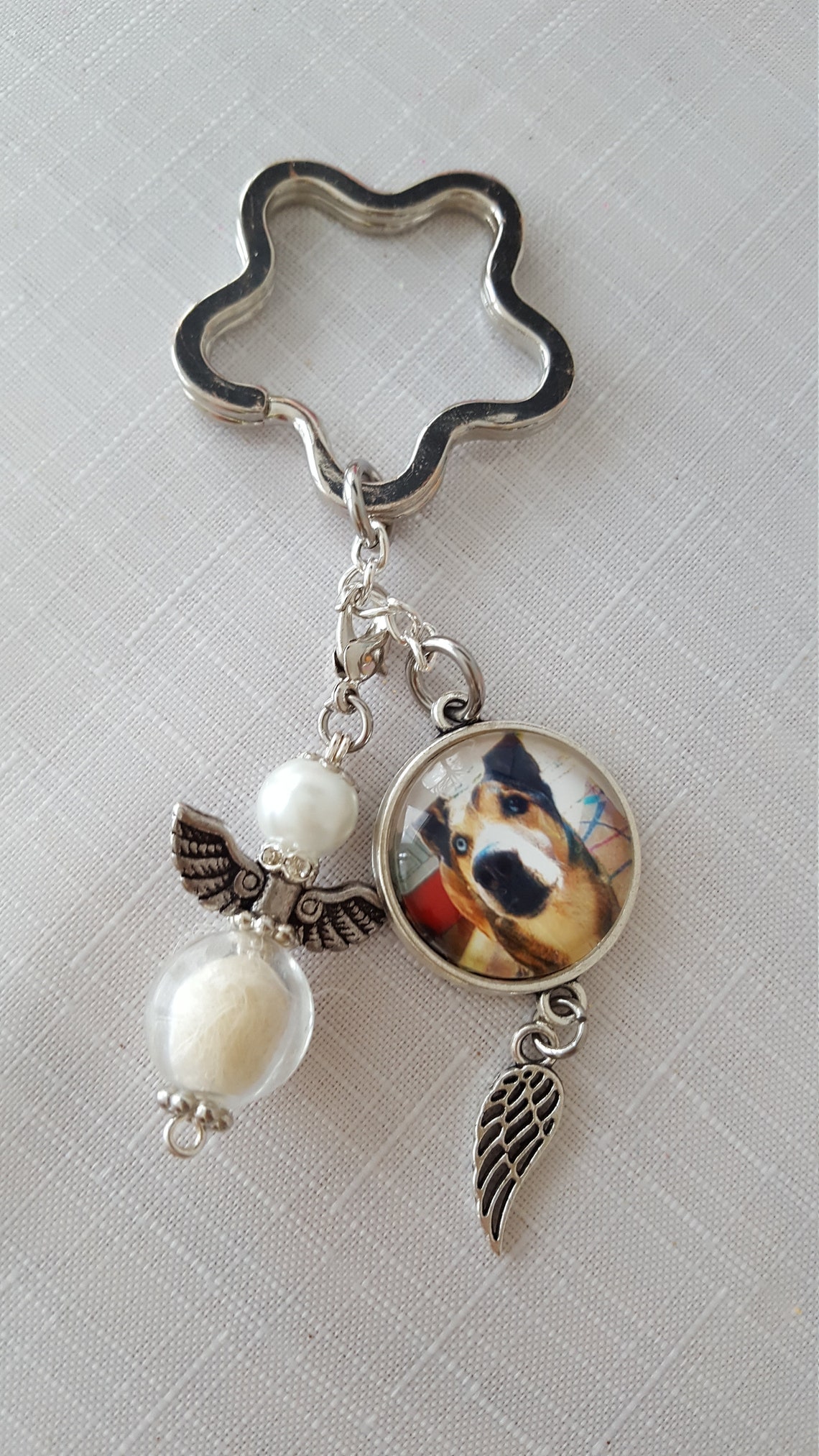 2x Hundehaar-Andenken Anhänger - Leder Schlüsselanhänger Mit Fellfach