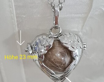 Herz Haar Medallion zum selber befüllen Käfig Glas Feuerbestattung Haare Fell Schmuck verstorbenes Haustier Pferd Katze Tier Menschenhaar