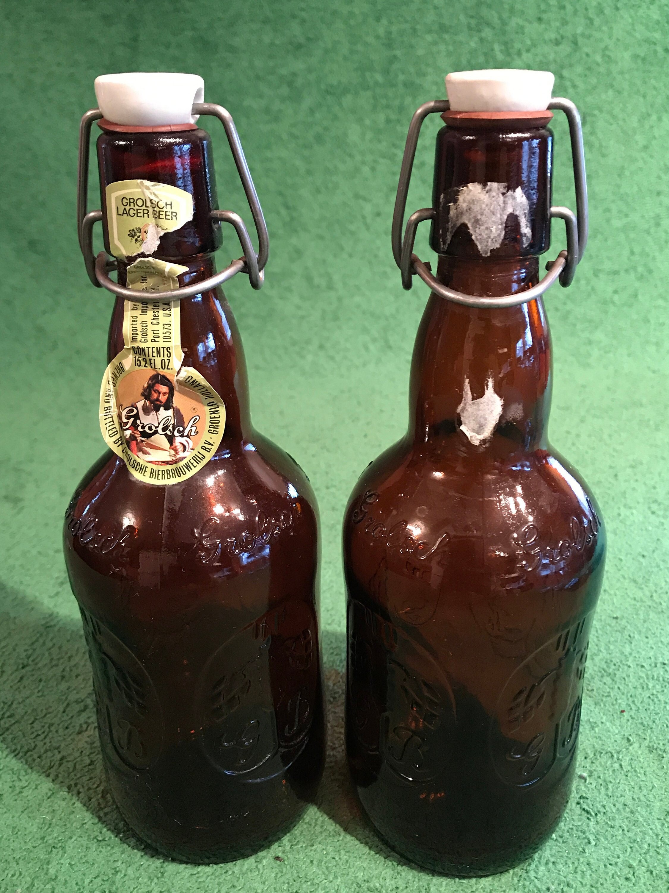 Vintage Amber Embossed Grolsch Beer Bottles with Porcelain Etsy