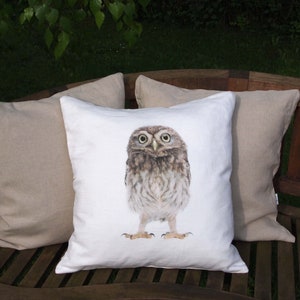 Owl cushion little owl cushion cover 50 x 50 cm, cushion cover natural owl motif, owl, cotton, sofa cushion, decorative cushion, animal lovers, nature lovers, image 3