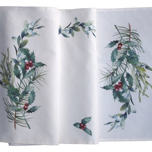 Table runner Christmas motif, center blanket, Christmas blanket, Christmas decoration, Christmas, fir branch, mistletoe, Christmas gift, Christmas