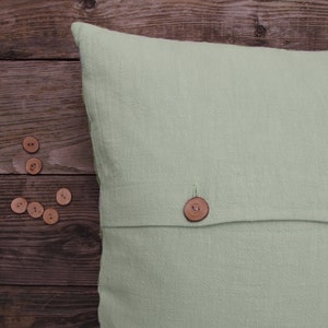 Cushion cover linen sage green, button placket with wooden buttons 40x4045x4530x5040x5050x5040x6050x6060 x 60 cm cushion cover sofa cushion decoration plain image 1