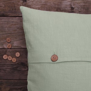 Cushion cover linen sage green, button strip with wooden buttons 40x40|45x45|30x50|40x50|50x50|40x60|50x60|60 x 60 cm cushion cover sofa cushion decoration uni