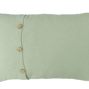 Cushion cover linen sage green, button placket with wooden buttons 40x4045x4530x5040x5050x5040x6050x6060 x 60 cm cushion cover sofa cushion decoration plain image 3