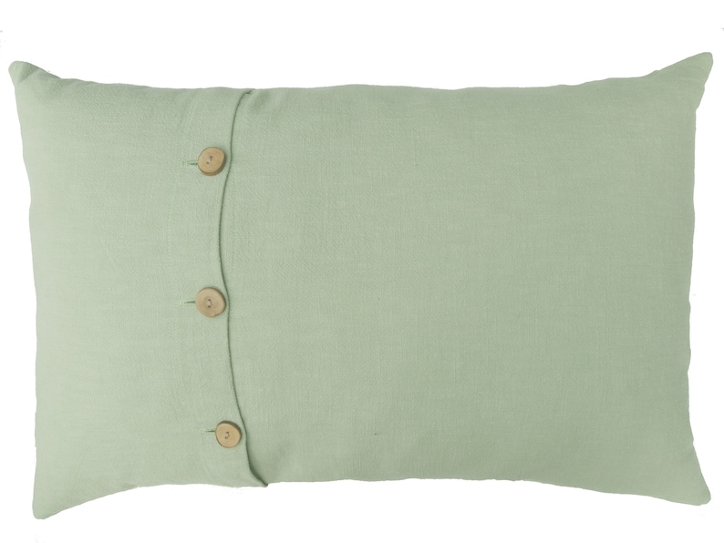 Cushion cover linen sage green, button placket with wooden buttons 40x4045x4530x5040x5050x5040x6050x6060 x 60 cm cushion cover sofa cushion decoration plain image 3