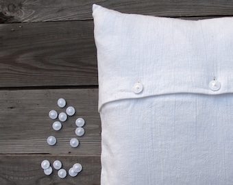 White linen cushion, button placket made of twisted buttons Pillowcase 40x40, 45x45, 40x50,50x50, 40x60, 60 x 60 cm, monochrome | sustainably plastic-free