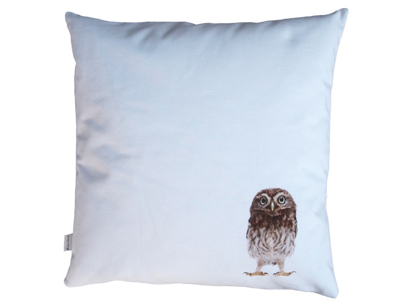 Owl cushion little owl cushion cover 50 x 50 cm, cushion cover natural owl motif, owl, cotton, sofa cushion, decorative cushion, animal lovers, nature lovers, image 2