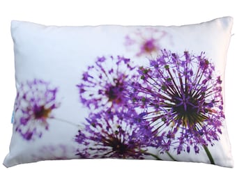 Pillowcase flowers, allium, ornamental leek, purple, violet, 40 x 60 cm, cotton, cushion cover, decorative cushions, sofa cushions, heavy quality,