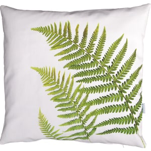 Almofada Samambaia, capa de almofada 50 x 50 cm de algodão/linho, almofada reversível, verde ou cinza, capa de almofada, almofada decorativa, almofada de jardim, almofada de sofá, motivo da natureza