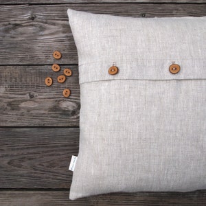 Cushion cover beige mottled, pure linen, button placket with wooden buttons 40x40|45x45|30x50|40x50|50x50|40x60|60 x 60 cm cushion cover sofa cushion plain