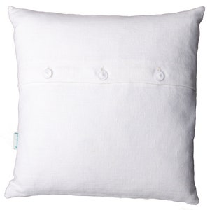 Linen cushion white, cushion cover, wreath embroidered in gray, pure, heavy linen sizes: 40x40, 45x45, 50 x 50 cm, button placket with twine buttons country house image 3