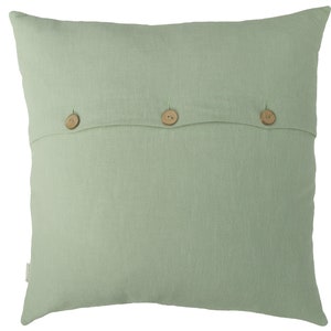 Cushion cover linen sage green, button placket with wooden buttons 40x4045x4530x5040x5050x5040x6050x6060 x 60 cm cushion cover sofa cushion decoration plain image 2